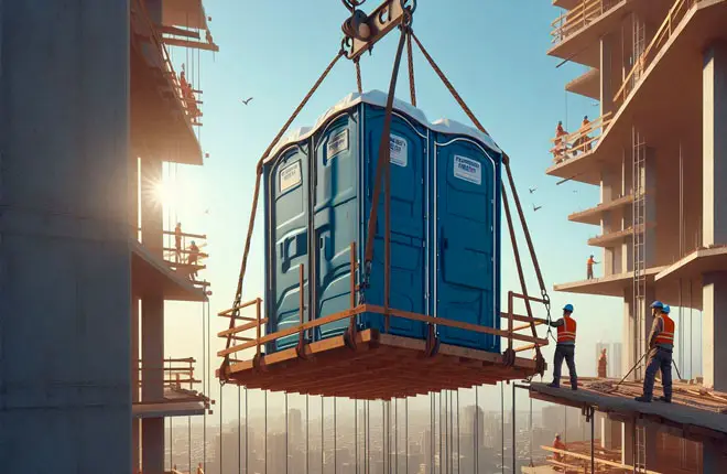 ¿Baño portátil con arnés es obligatorio en obras? - Corporación Alpa